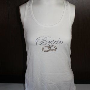 Custom Made Brides Tank Top or T-shirt Rhinestone Bling in White and Gold 🇺🇸 ❤